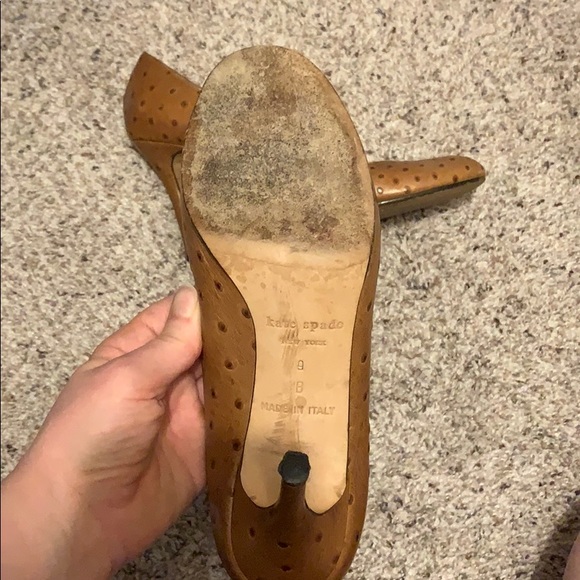 Kate Spade Light Brown Heels with Polka Dots - Picture 4 of 5